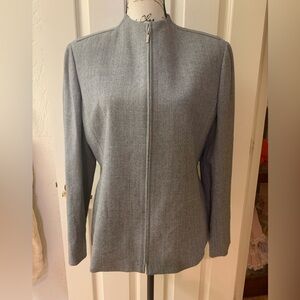 Anne Klein Women's Gray Wool Zip Up Blazer